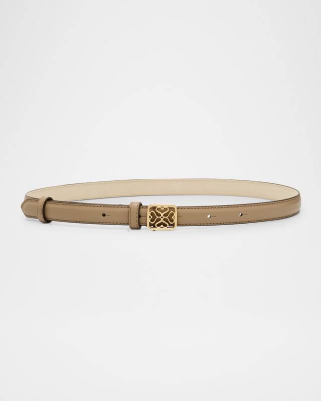 Monogram Metal Leather Skinny Belt